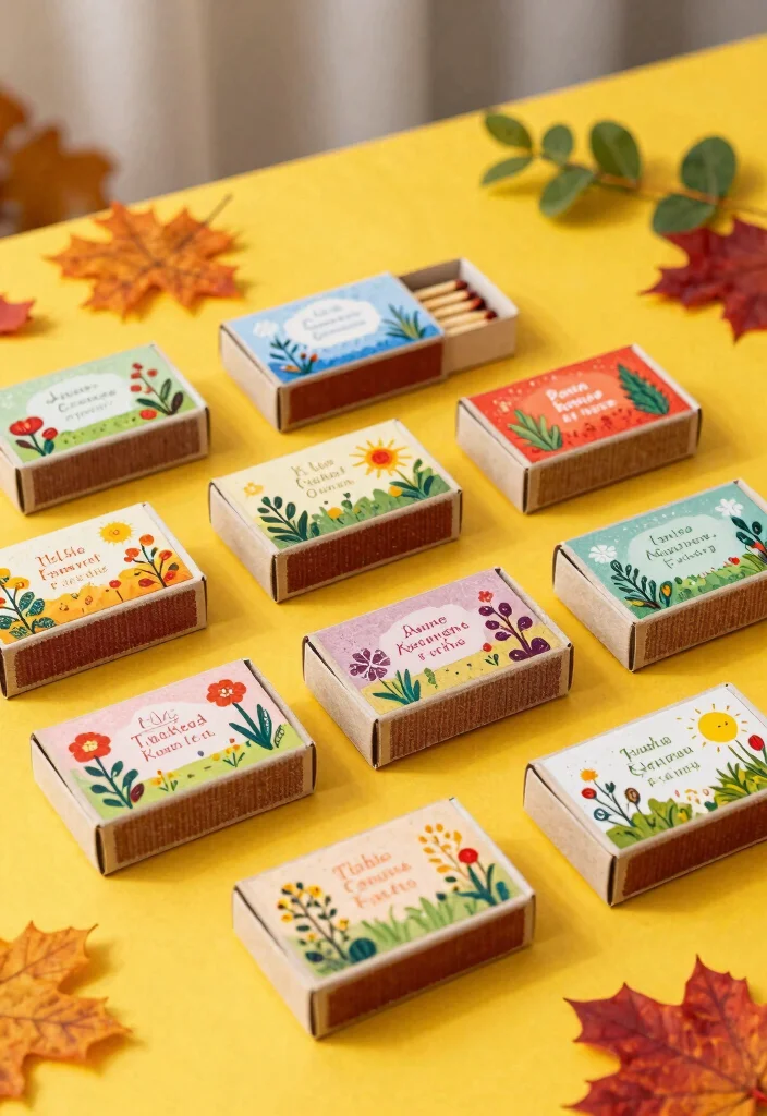 16 Wedding Matchbox Favors Ideas With Vintage Flair - 16. Seasonal-Themed Matchboxes 1