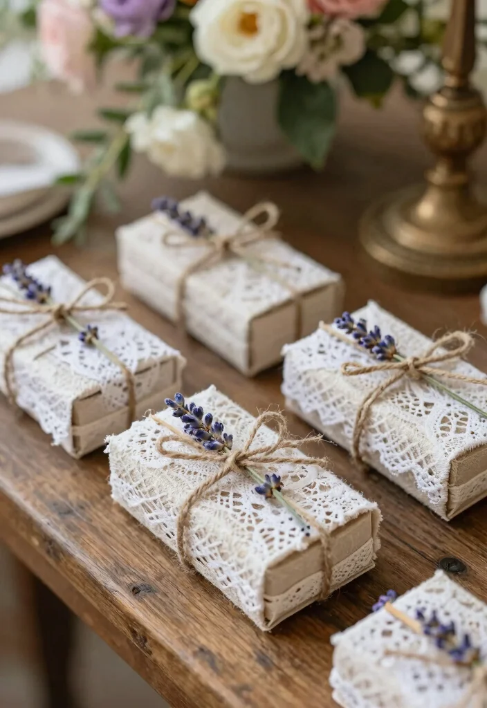 16 Wedding Matchbox Favors Ideas With Vintage Flair - 2. Vintage Lace and Twine Matchboxes 1