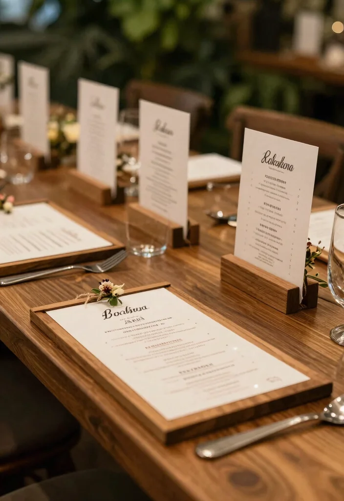 16 Wedding Signs Rustic Ideas With Cozy Charm 50 16 Wedding Signs Rustic Ideas With Cozy Charm - 10. Menu Card Holder 1