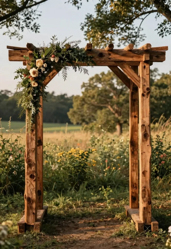 16 Wood Wedding Arch Ideas With Rustic Charm - 12. Reclaimed Wood Arch 1