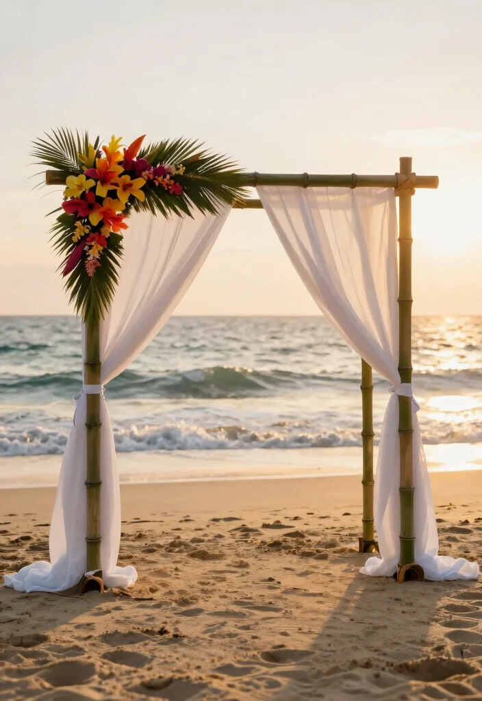 16 Wood Wedding Arch Ideas With Rustic Charm - 14. Simple Bamboo Arch 1