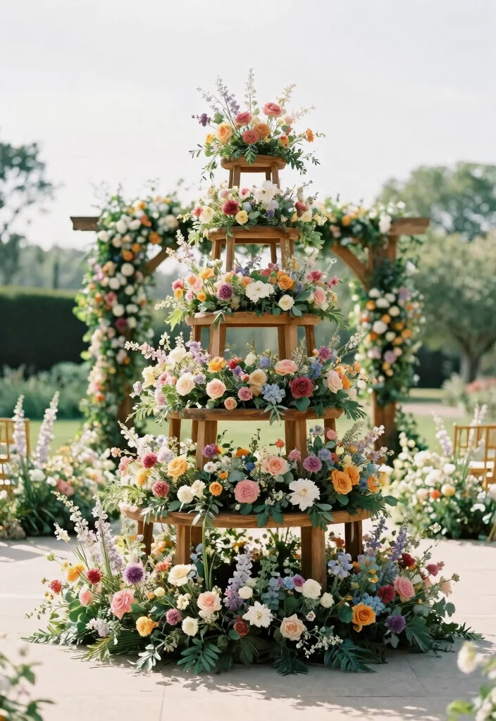 16 Wood Wedding Arch Ideas With Rustic Charm - 15. Multi-Tiered Arch 1