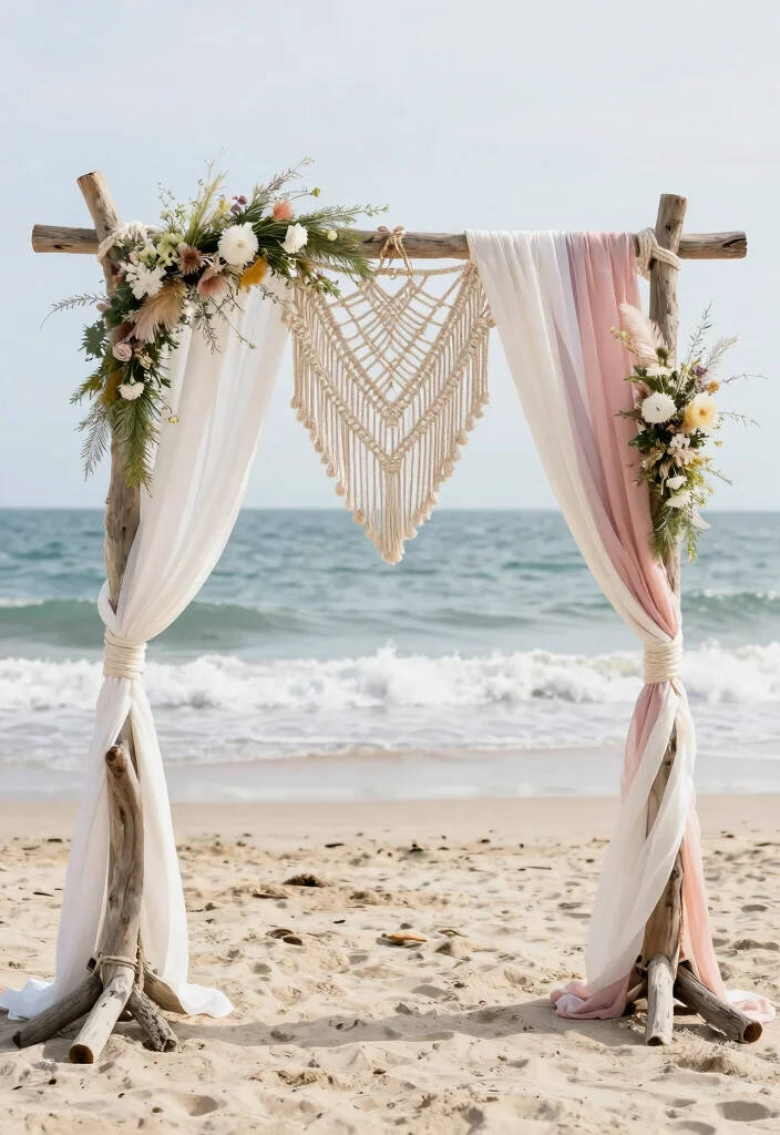 16 Wood Wedding Arch Ideas With Rustic Charm - 2. Boho Chic Macramé Arch 1