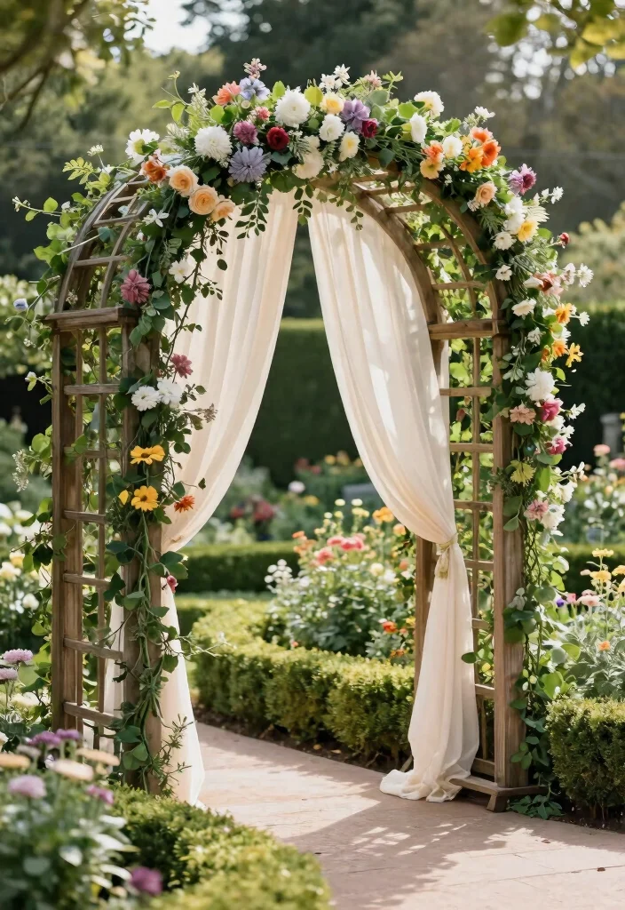 16 Wood Wedding Arch Ideas With Rustic Charm - 7. Elegant Arched Trellis 1