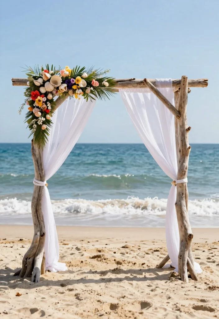 16 Wood Wedding Arch Ideas With Rustic Charm - 8. Whimsical Driftwood Arch 1