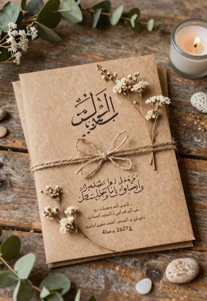17 Arabic Wedding Invitations Ideas With Cultural Detail 25 17 Arabic Wedding Invitations Ideas With Cultural Detail - 5. Rustic Charm with Natural Elements 1