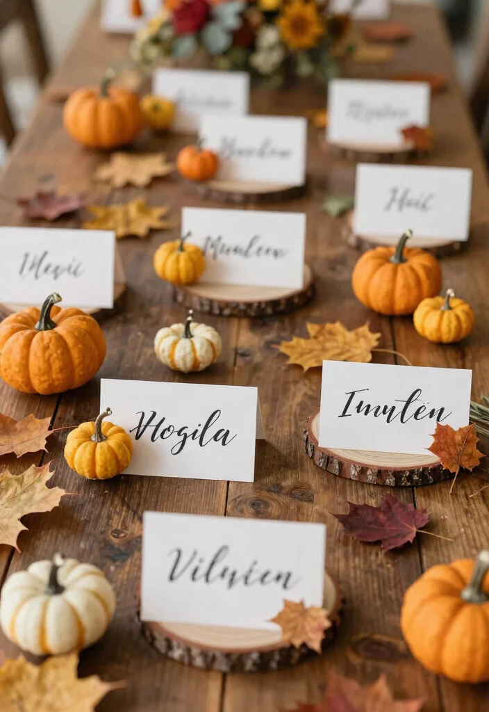 17 Autumn Wedding Table Ideas With Warm Seasonal Beauty 44 17 Autumn Wedding Table Ideas With Warm Seasonal Beauty - 14. Whimsical Place Cards 1