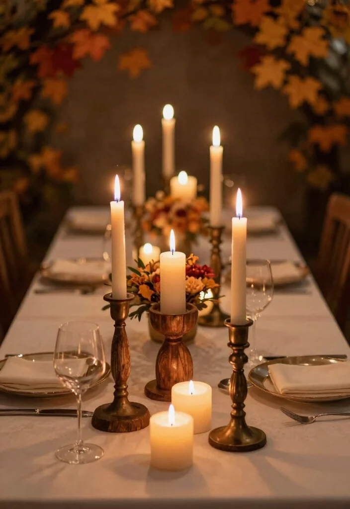 17 Autumn Wedding Table Ideas With Warm Seasonal Beauty 24 17 Autumn Wedding Table Ideas With Warm Seasonal Beauty - 4. Cozy Candlelight 1