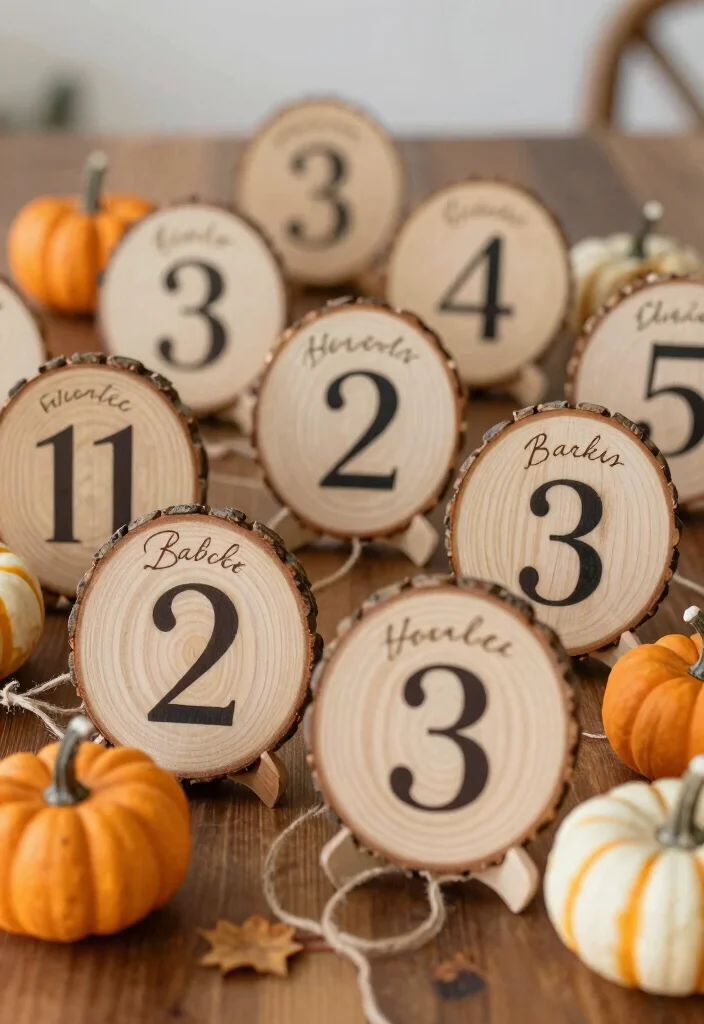17 Autumn Wedding Table Ideas With Warm Seasonal Beauty 37 17 Autumn Wedding Table Ideas With Warm Seasonal Beauty - 7. Personalized Table Numbers 1