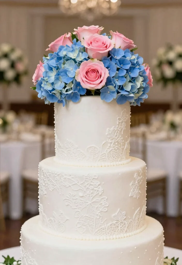 17 Blue and Pink Wedding Flowers Ideas With Soft Romance 30 17 Blue and Pink Wedding Flowers Ideas With Soft Romance - 10. Flower Cake Toppers 1