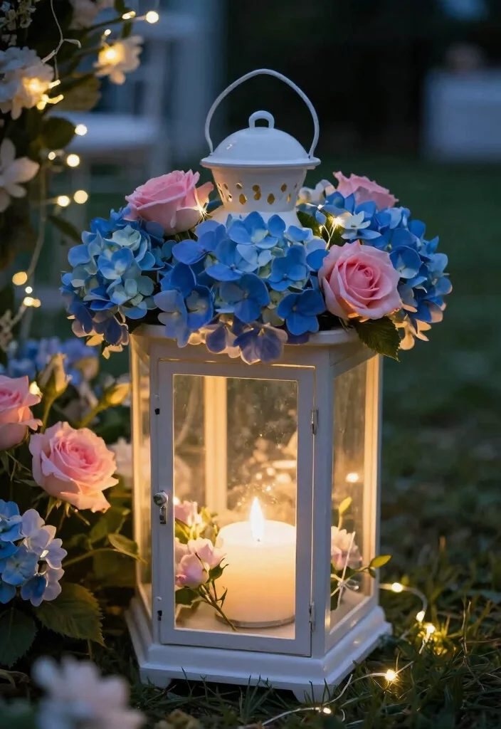 17 Blue and Pink Wedding Flowers Ideas With Soft Romance 41 17 Blue and Pink Wedding Flowers Ideas With Soft Romance - 11. Romantic Floral Lanterns 1