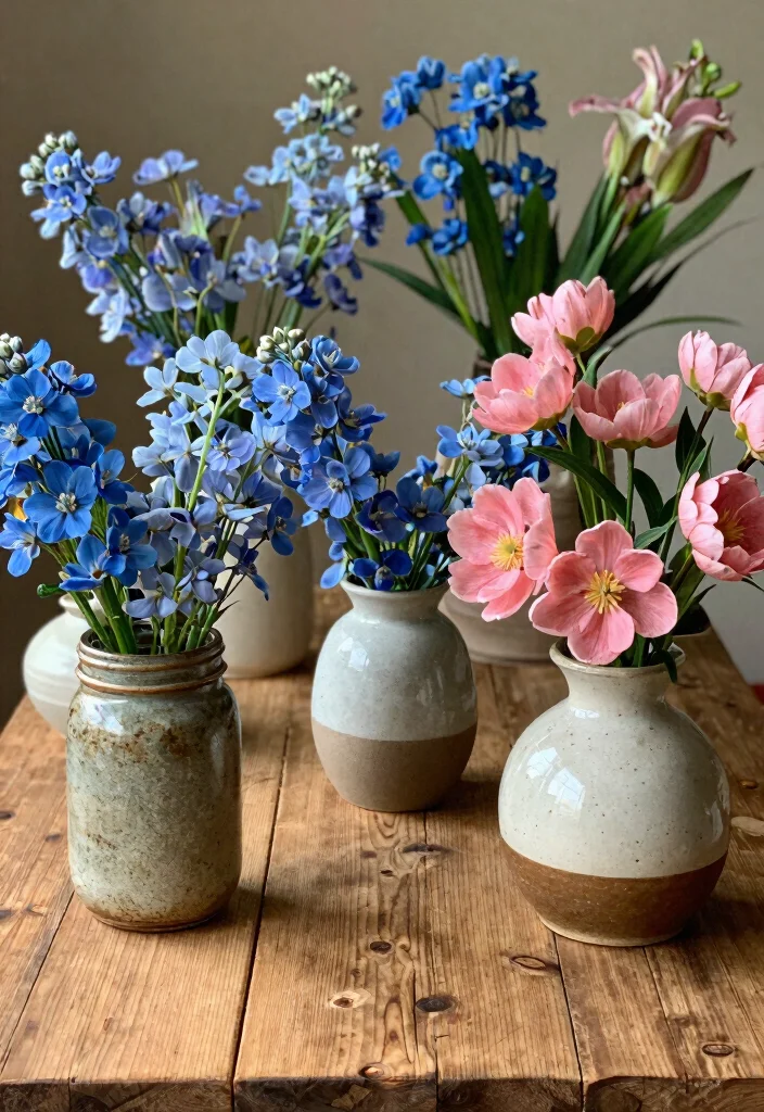 17 Blue and Pink Wedding Flowers Ideas With Soft Romance 66 17 Blue and Pink Wedding Flowers Ideas With Soft Romance - 16. Unique Floral Vases 1