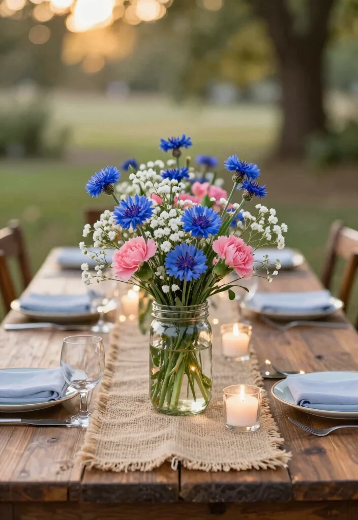 17 Blue and Pink Wedding Flowers Ideas With Soft Romance 2 17 Blue and Pink Wedding Flowers Ideas With Soft Romance - 2. Rustic Table Centerpieces 1