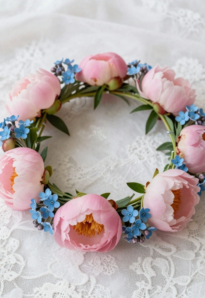 17 Blue and Pink Wedding Flowers Ideas With Soft Romance 5 17 Blue and Pink Wedding Flowers Ideas With Soft Romance - 5. Soft Floral Crown 1