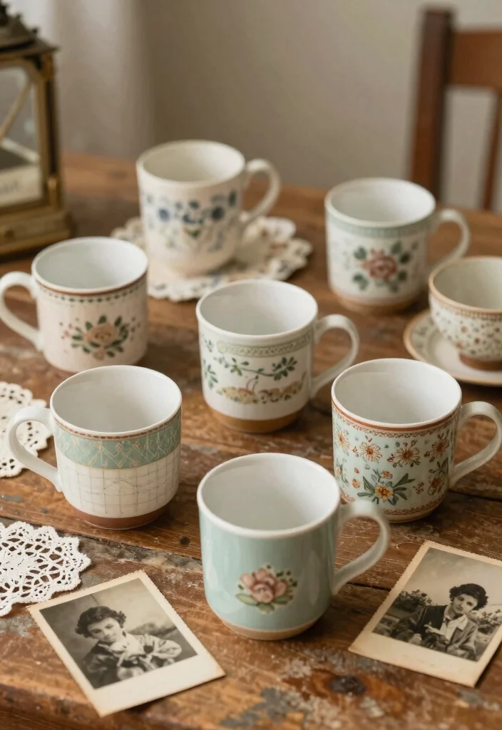 17 Mug Wedding Favors Ideas That Feel Cozy & Cute - 13. Vintage-style Mugs for a Nostalgic Touch 1
