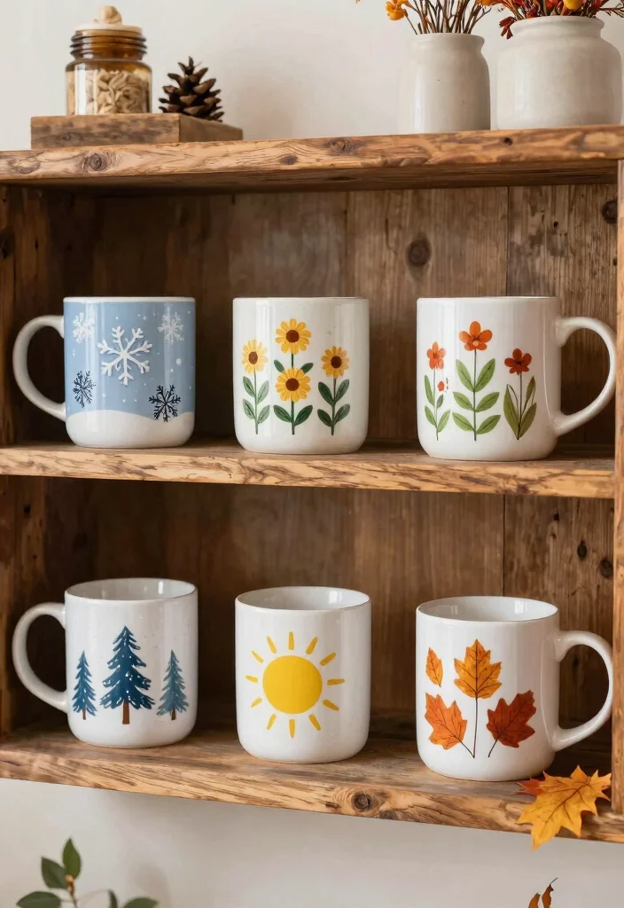 17 Mug Wedding Favors Ideas That Feel Cozy & Cute - 14. Seasonal Mug Collection: Change with the Weather 1