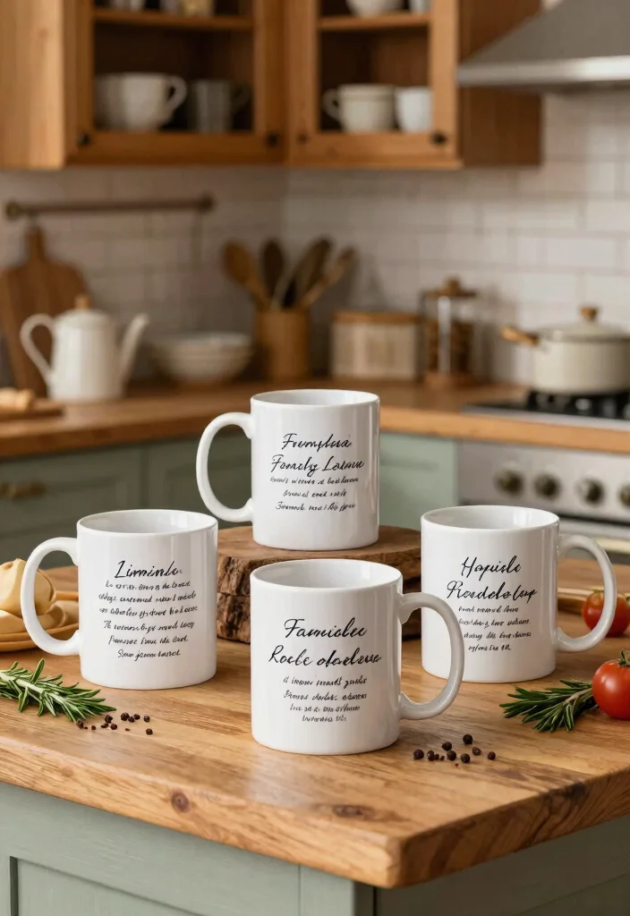 17 Mug Wedding Favors Ideas That Feel Cozy & Cute - 3. Customized Family Recipe Mugs 1