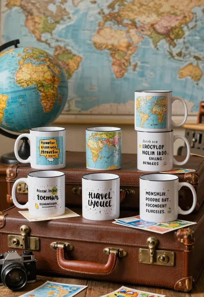 17 Mug Wedding Favors Ideas That Feel Cozy & Cute - 5. Travel-inspired Mugs for Adventurous Couples 1