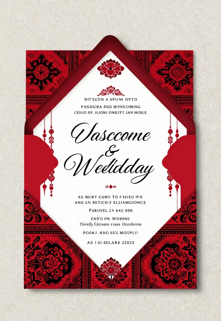17 Red and Black Wedding Invitations Ideas With Bold Style 53 17 Red and Black Wedding Invitations Ideas With Bold Style - 13. Cultural Inspirations 1