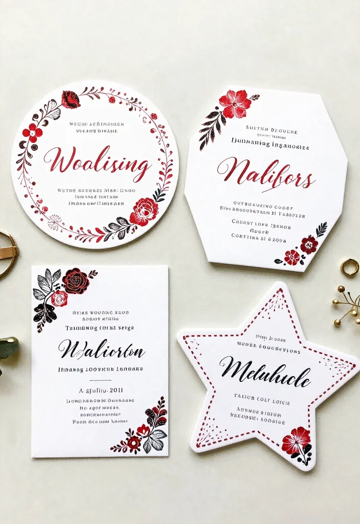 17 Red and Black Wedding Invitations Ideas With Bold Style 54 17 Red and Black Wedding Invitations Ideas With Bold Style - 14. Unique Shapes 1