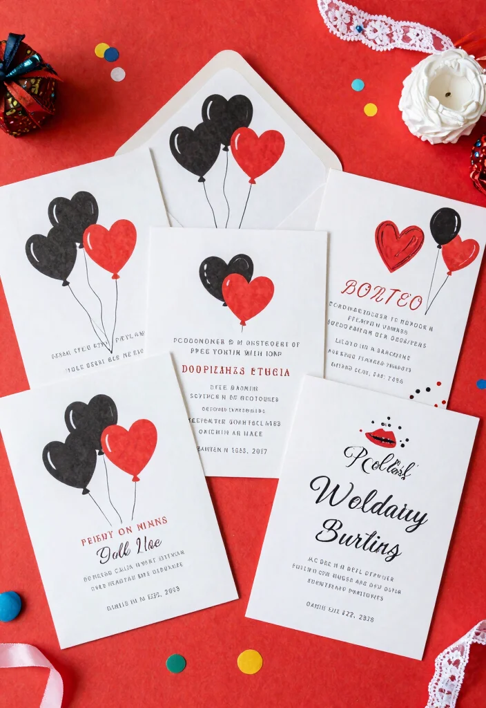 17 Red and Black Wedding Invitations Ideas With Bold Style 24 17 Red and Black Wedding Invitations Ideas With Bold Style - 4. Whimsical Touches 1