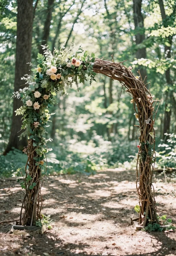 17 Simple Arch Decoration Wedding Ideas That Feel Elegant 30 17 Simple Arch Decoration Wedding Ideas That Feel Elegant - 10. Natural Branch Arch 1