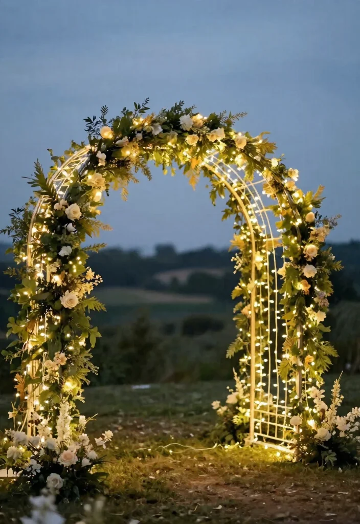17 Simple Arch Decoration Wedding Ideas That Feel Elegant 56 17 Simple Arch Decoration Wedding Ideas That Feel Elegant - 16. Twinkling Fairy Lights Arch 1