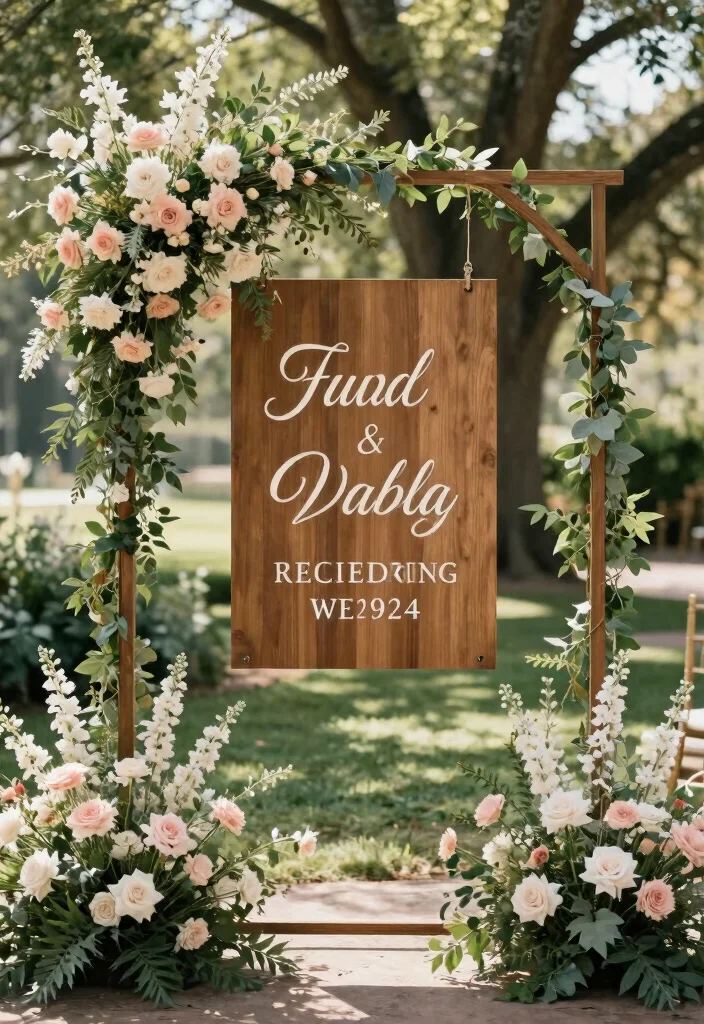 17 Simple Arch Decoration Wedding Ideas That Feel Elegant 67 17 Simple Arch Decoration Wedding Ideas That Feel Elegant - 17. Custom Signage Arch 1