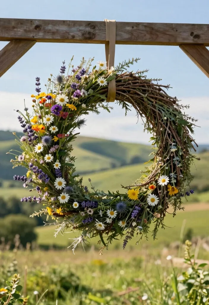 17 Simple Arch Decoration Wedding Ideas That Feel Elegant 23 17 Simple Arch Decoration Wedding Ideas That Feel Elegant - 3. Rustic Floral Wreath 1