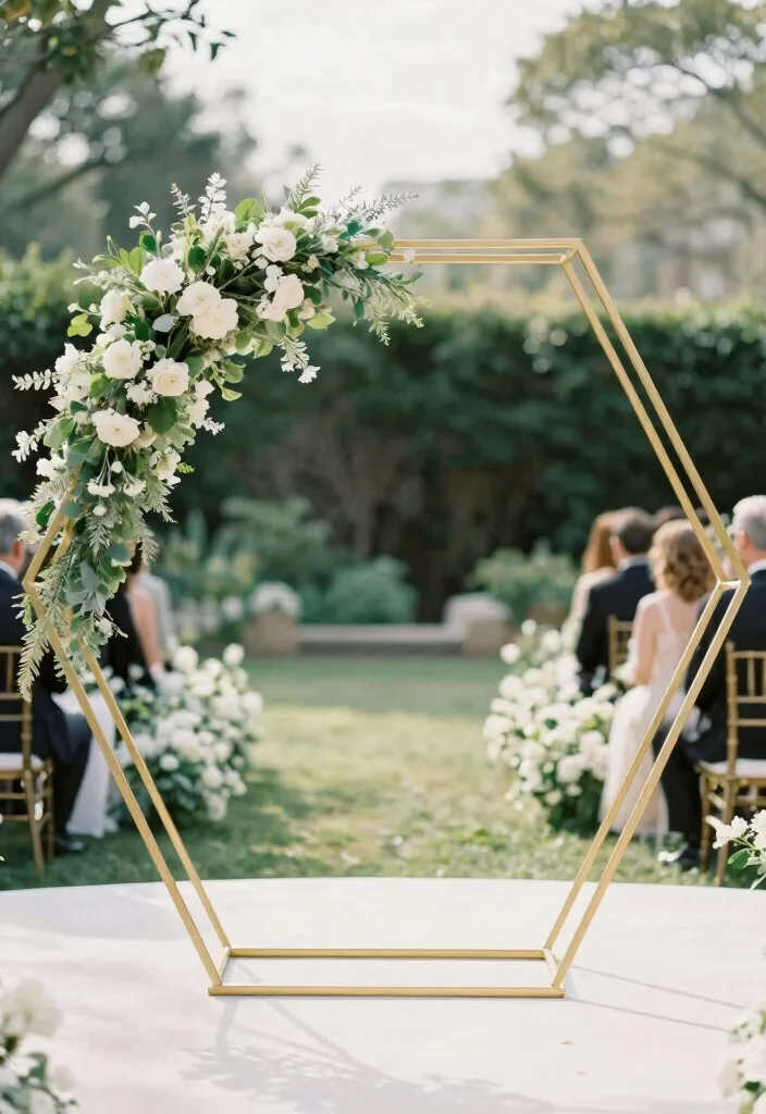 17 Simple Arch Decoration Wedding Ideas That Feel Elegant 24 17 Simple Arch Decoration Wedding Ideas That Feel Elegant - 4. Minimalist Geometric Arch 1