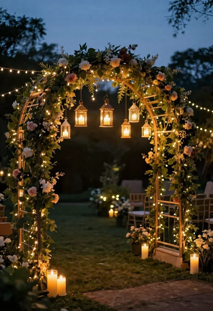 17 Simple Arch Decoration Wedding Ideas That Feel Elegant 26 17 Simple Arch Decoration Wedding Ideas That Feel Elegant - 6. Lantern-Lit Arch 1