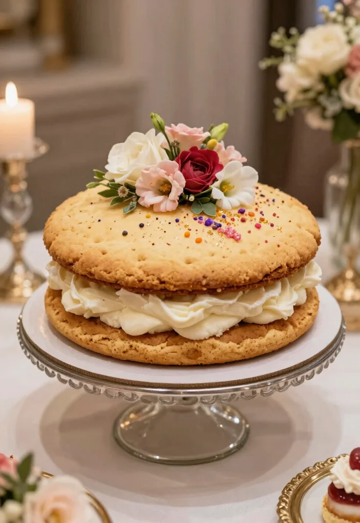 17 Wedding Cookie Table Ideas That Guests Adore 52 17 Wedding Cookie Table Ideas That Guests Adore - 12. Cookie Cake for a Showstopper Dessert 1