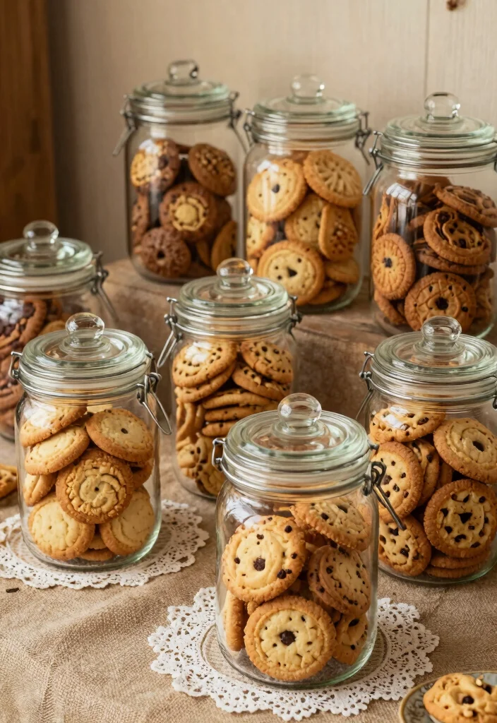 17 Wedding Cookie Table Ideas That Guests Adore 38 17 Wedding Cookie Table Ideas That Guests Adore - 8. Vintage Cookie Jars 1