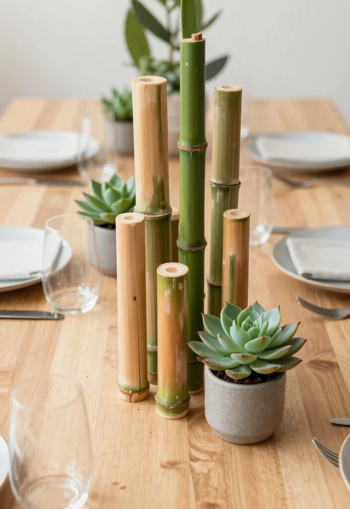 17 Wedding Shower Centerpieces Ideas That Feel Sweet & Chic 51 17 Wedding Shower Centerpieces Ideas That Feel Sweet & Chic - 11. Bamboo and Succulents 1