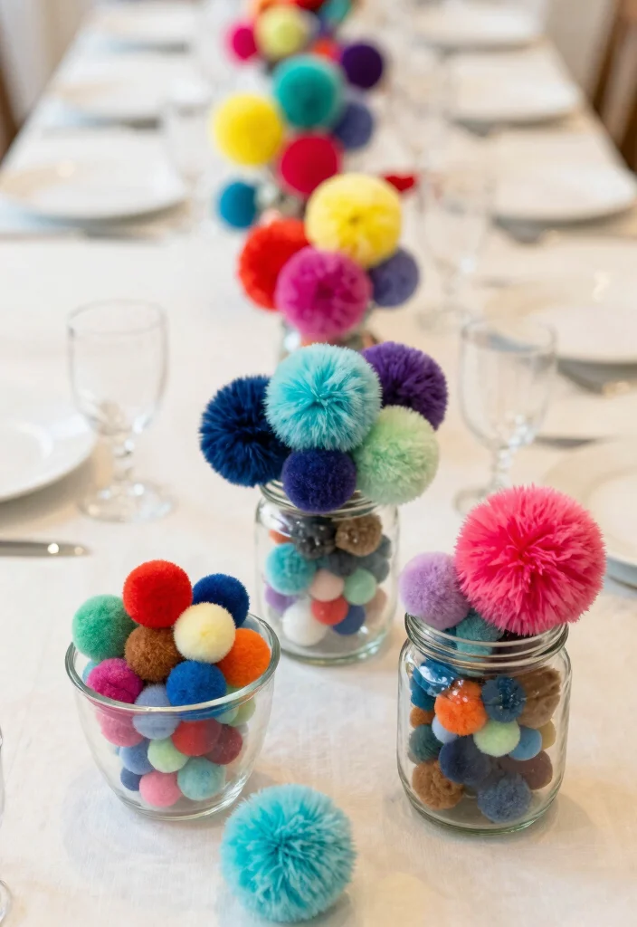 17 Wedding Shower Centerpieces Ideas That Feel Sweet & Chic 66 17 Wedding Shower Centerpieces Ideas That Feel Sweet & Chic - 16. Pom-Pom Arrangements 1