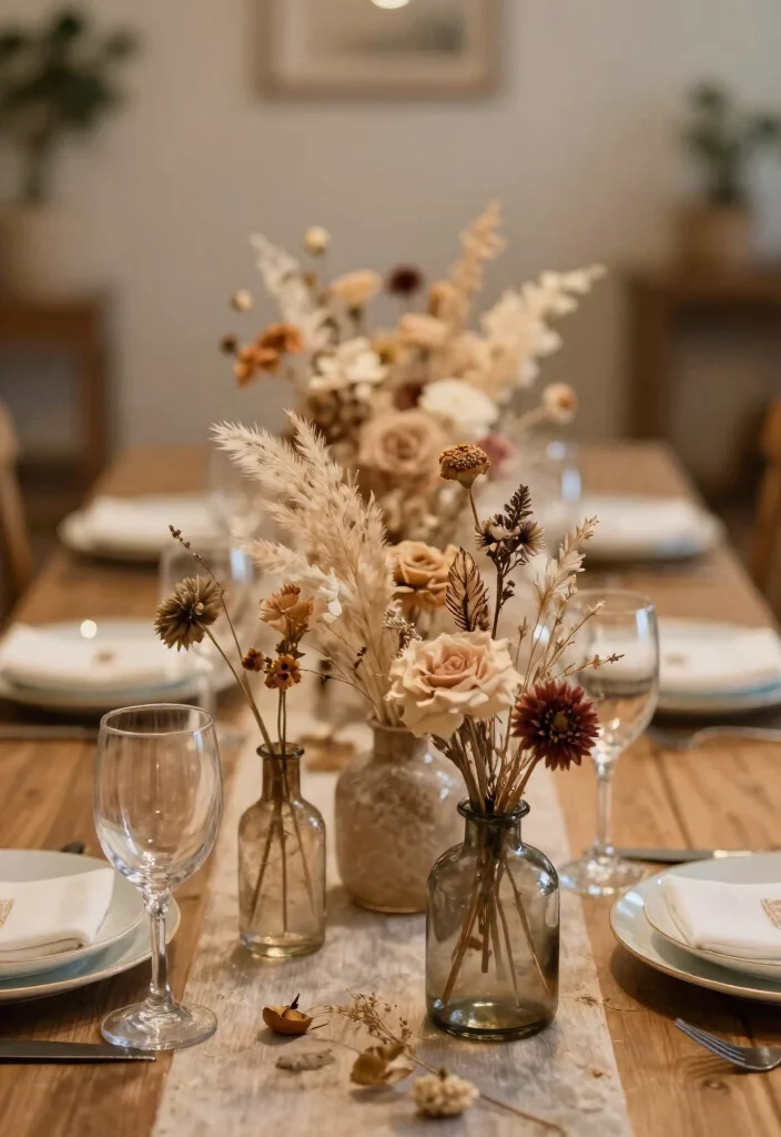 17 Wedding Shower Centerpieces Ideas That Feel Sweet & Chic 36 17 Wedding Shower Centerpieces Ideas That Feel Sweet & Chic - 6. Dried Flower Arrangements 1