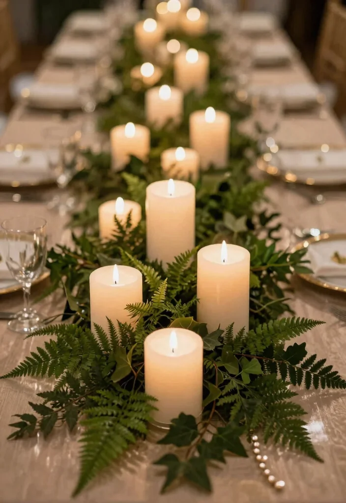 17 Wedding Shower Centerpieces Ideas That Feel Sweet & Chic 38 17 Wedding Shower Centerpieces Ideas That Feel Sweet & Chic - 8. Candles and Greenery 1