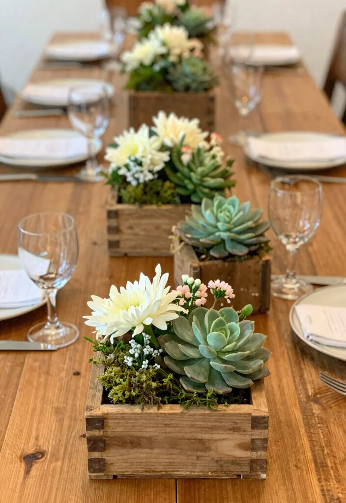 17 Wedding Shower Centerpieces Ideas That Feel Sweet & Chic 39 17 Wedding Shower Centerpieces Ideas That Feel Sweet & Chic - 9. Rustic Wooden Boxes 1
