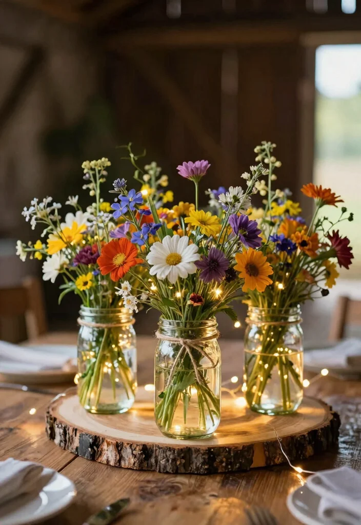 17 Western Wedding Table Centerpieces Ideas With Country Charm - 1. Mason Jar Magic 1