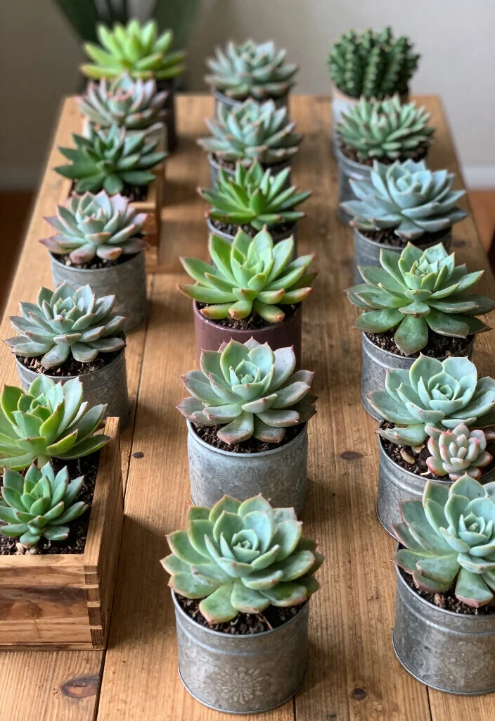 17 Western Wedding Table Centerpieces Ideas With Country Charm - 12. Succulent Arrangements 1