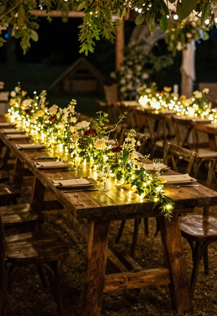 17 Western Wedding Table Centerpieces Ideas With Country Charm - 13. Twinkling Fairy Lights 1