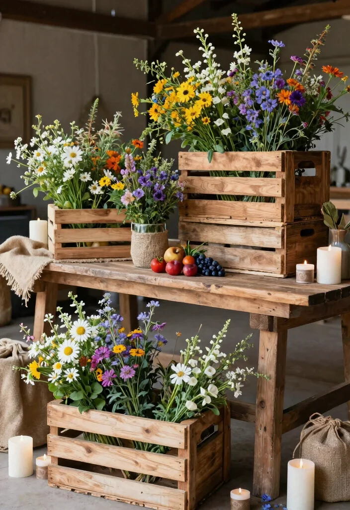17 Western Wedding Table Centerpieces Ideas With Country Charm - 5. Wooden Crates 1