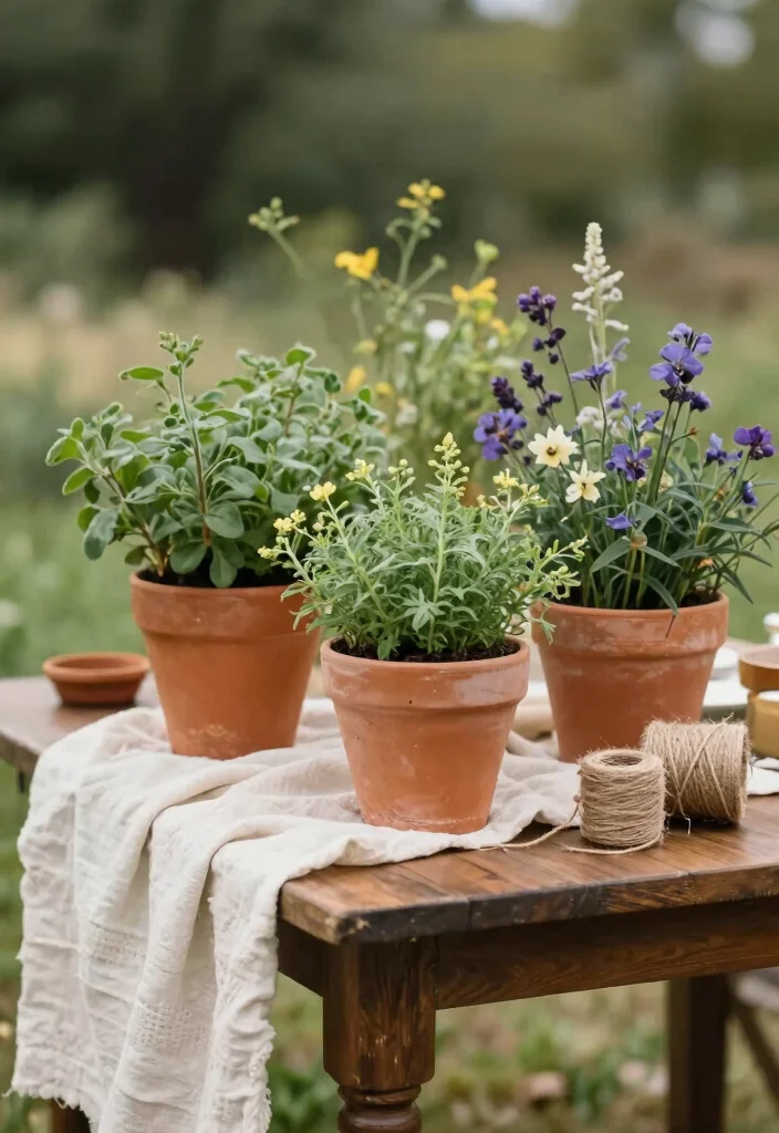 17 Western Wedding Table Centerpieces Ideas With Country Charm - 7. Terracotta Pots 1