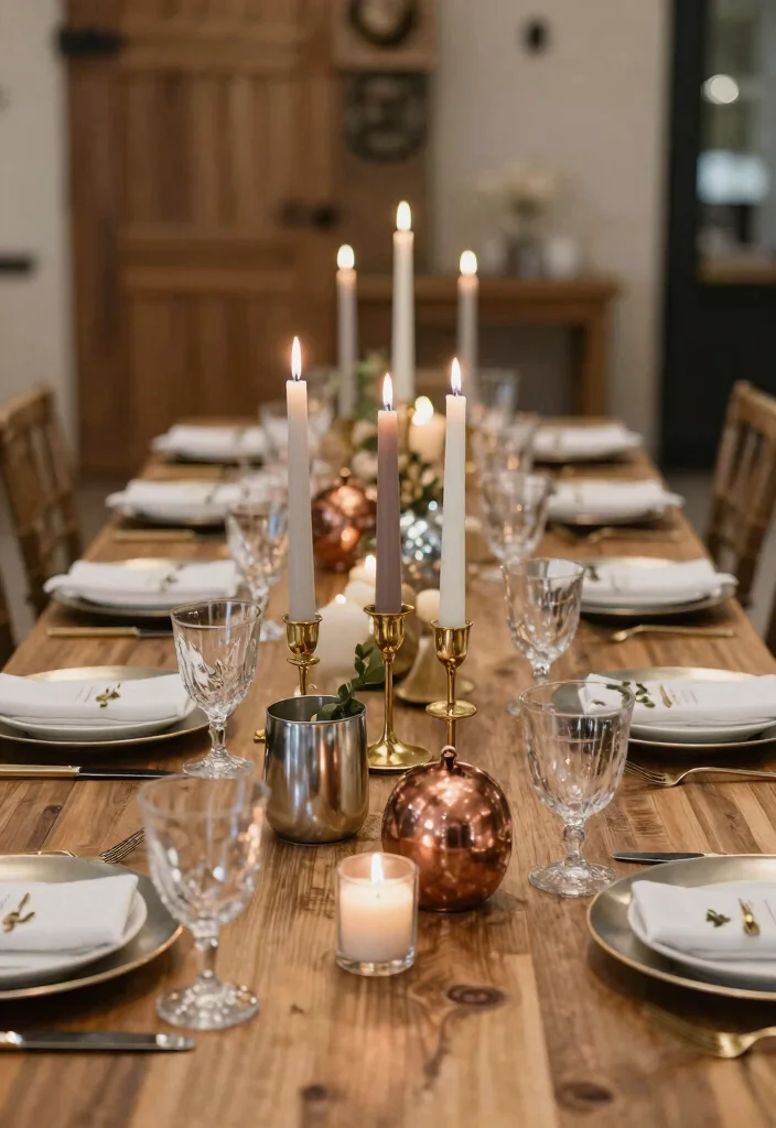 18 Black Wedding Table Decor Ideas With Bold Sophistication - 17. Elegant Mixed Metal Decor 1