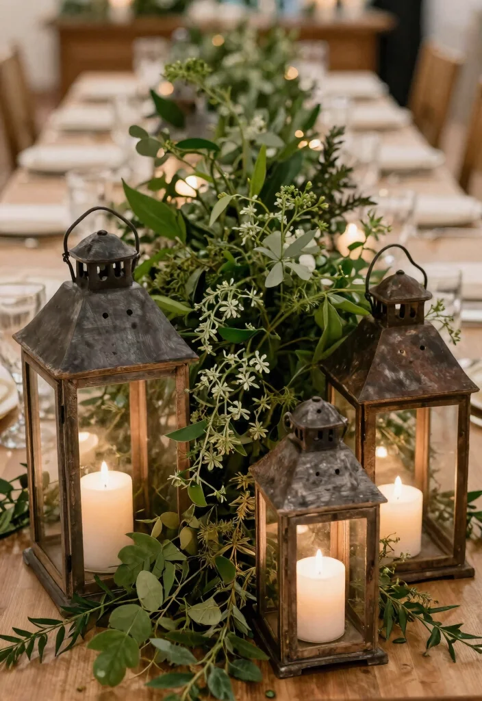 18 Candle Centerpieces Wedding 2026 Trending Ideas That Glow Softly 17 18 Candle Centerpieces Wedding 2026 Trending Ideas That Glow Softly - 7. Lanterns with Seasonal Greens 1