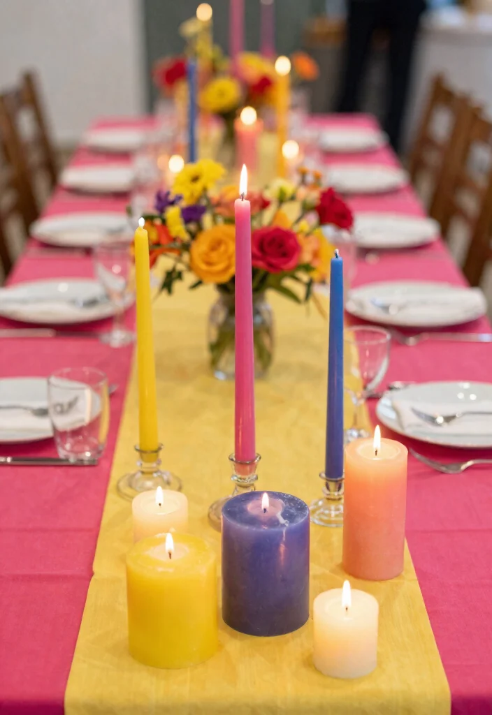 18 Candle Centerpieces Wedding 2026 Trending Ideas That Glow Softly 18 18 Candle Centerpieces Wedding 2026 Trending Ideas That Glow Softly - 8. Colorful Candle Runners 1