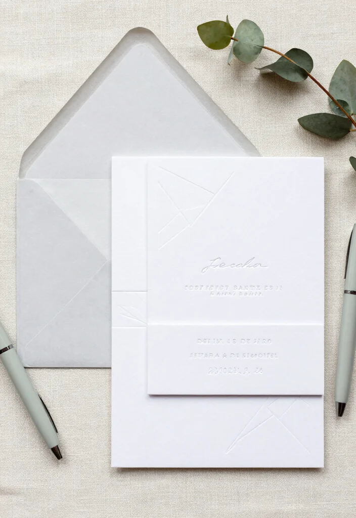 18 Embossed Wedding Invitations Ideas With Luxe Texture - 1. Minimalist Geometric Embossing 1