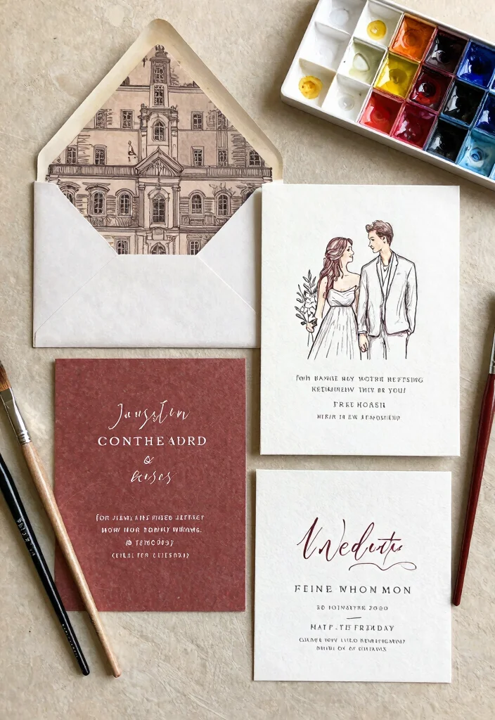 18 Embossed Wedding Invitations Ideas With Luxe Texture - 10. Artistic Embossed Illustrations 1