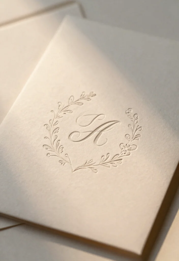 18 Embossed Wedding Invitations Ideas With Luxe Texture - 12. Custom Embossed Monograms 1