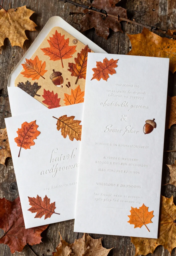 18 Embossed Wedding Invitations Ideas With Luxe Texture - 14. Seasonal Embossing Designs 1